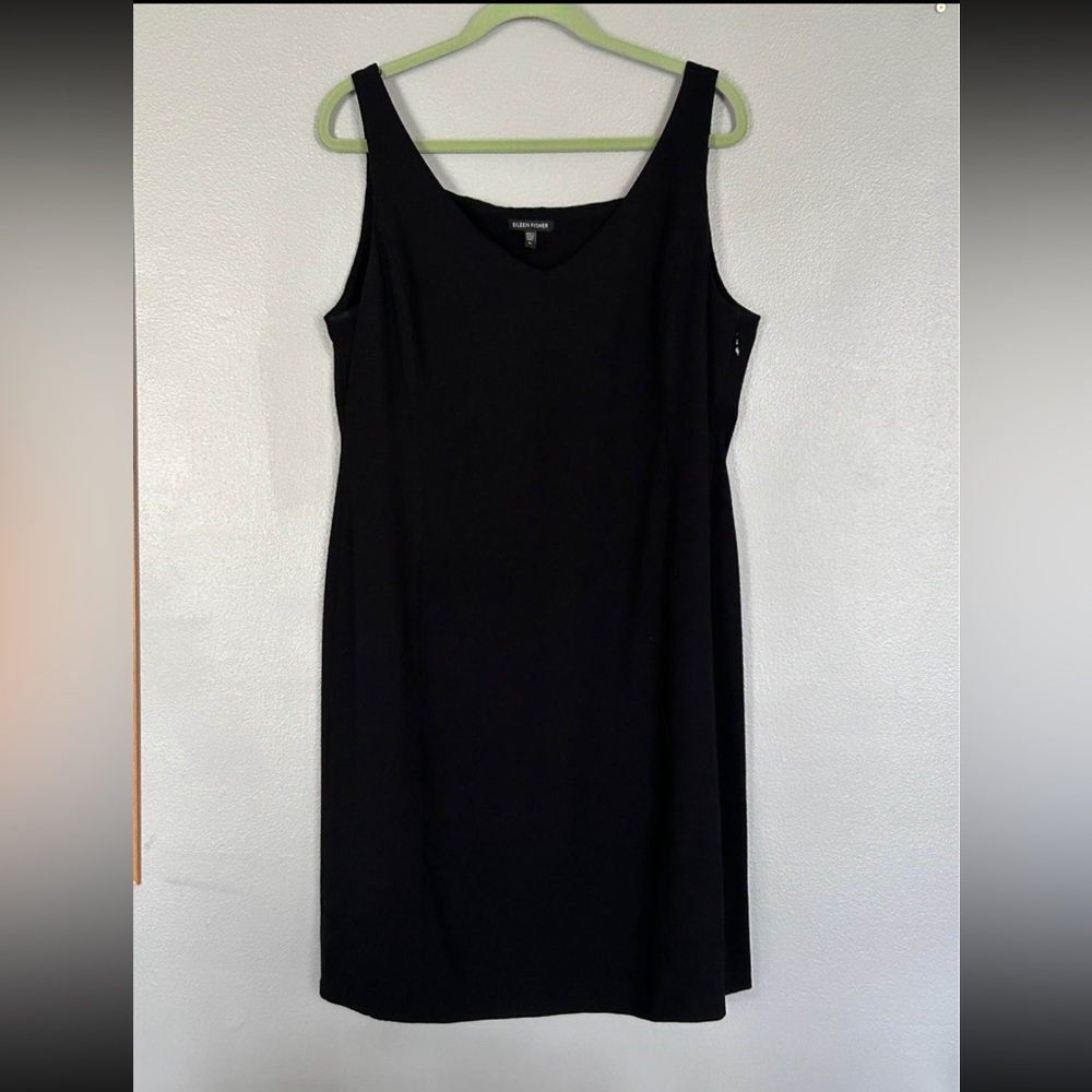 EILEEN FISHER Black Sleeveless Stretch Sheath Silk Lining Dress Women’s XL